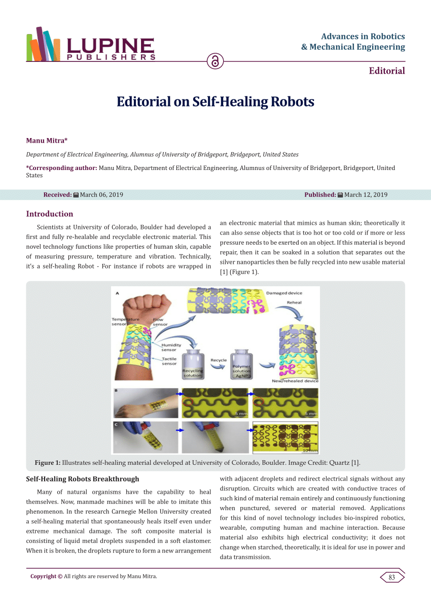 research paper on self healing robots