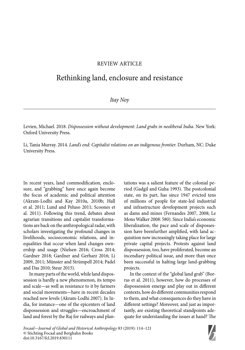 PDF) Rethinking land, enclosure and resistance