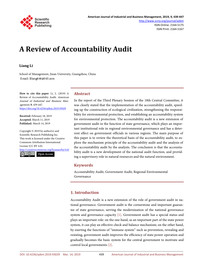 PDF) A Review of Accountability Audit