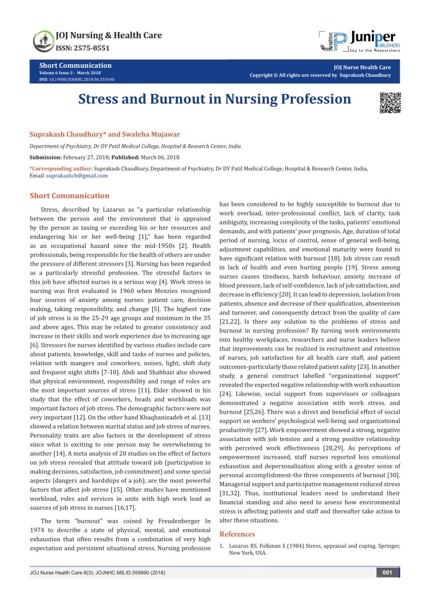 nursing burnout research paper