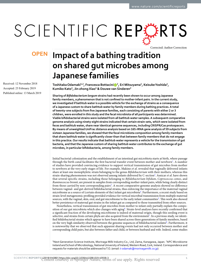 PDF) Impact of a bathing tradition on shared gut microbe among 