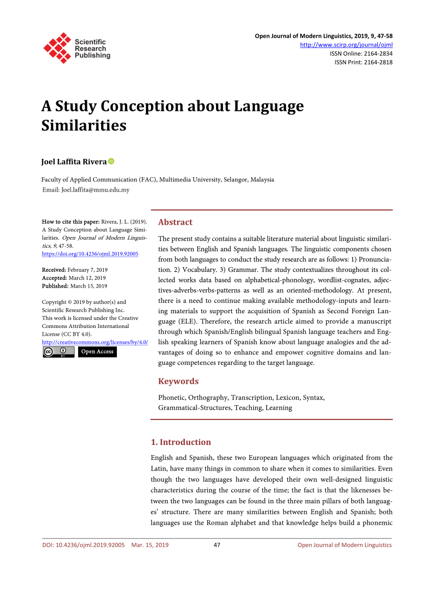 Pdf A Study Conception About Language Similarities