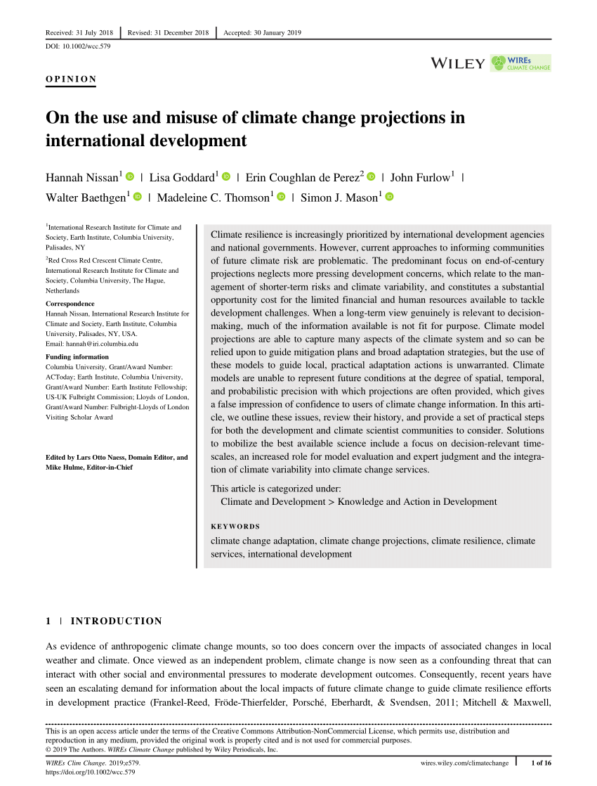 PDF) On the use and misuse of climate change projections in ...