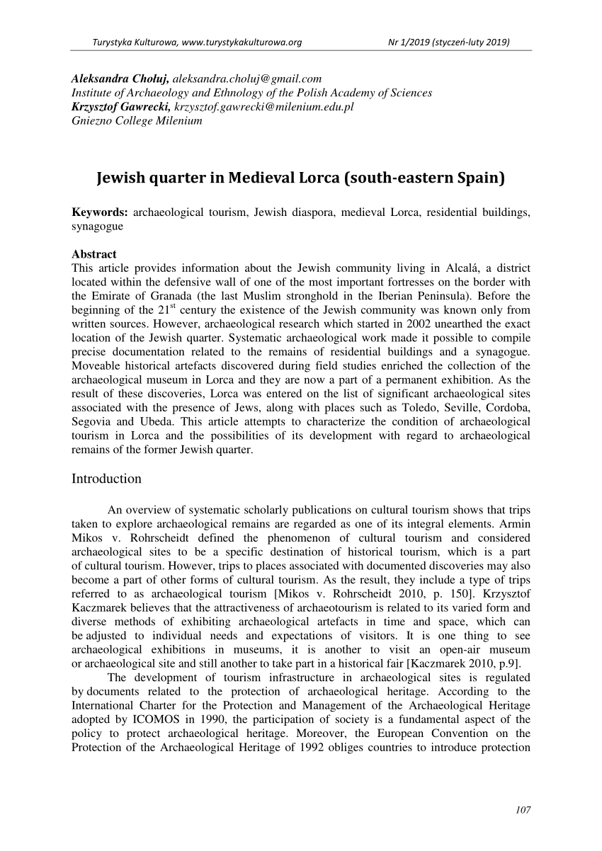 Pdf Jewish Quarter In Medieval Lorca South Eastern Spain