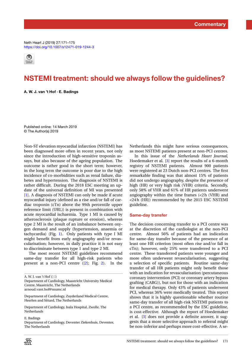 Pdf Nstemi Treatment Should We Always Follow The Guidelines