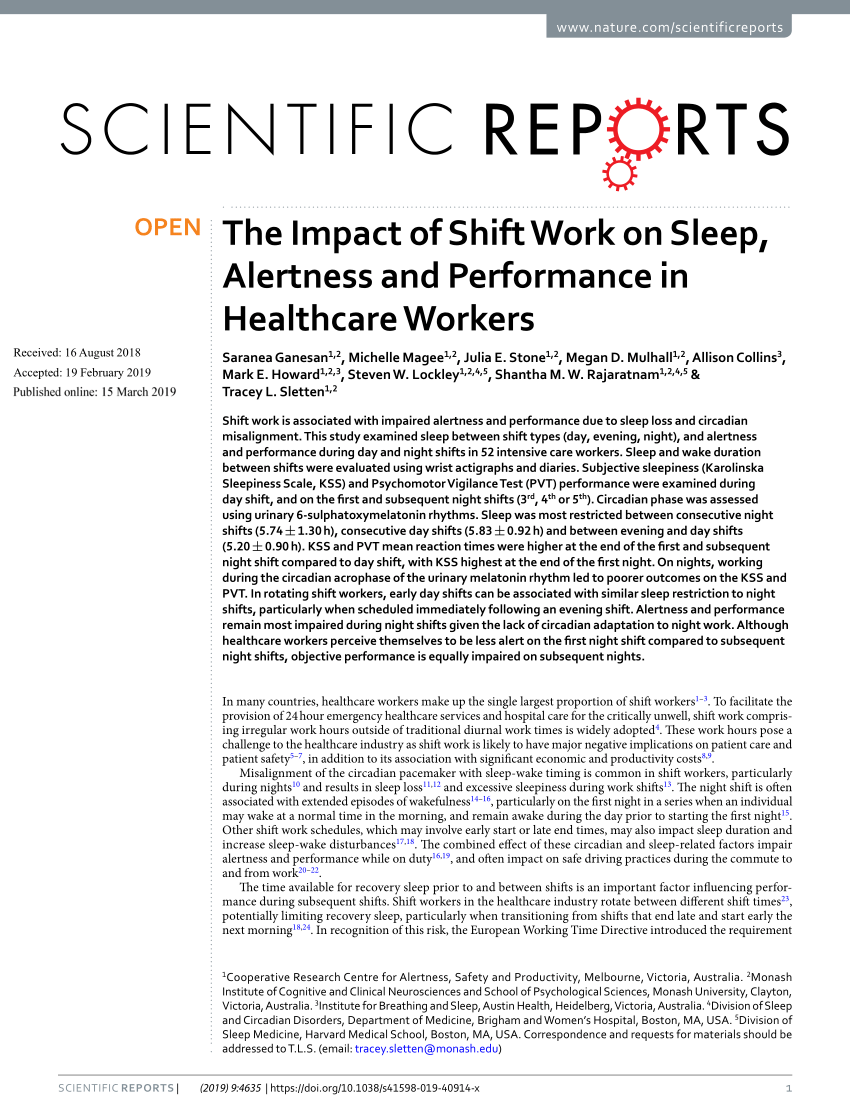Shift work and its effect on performance. Objectives.. Definition