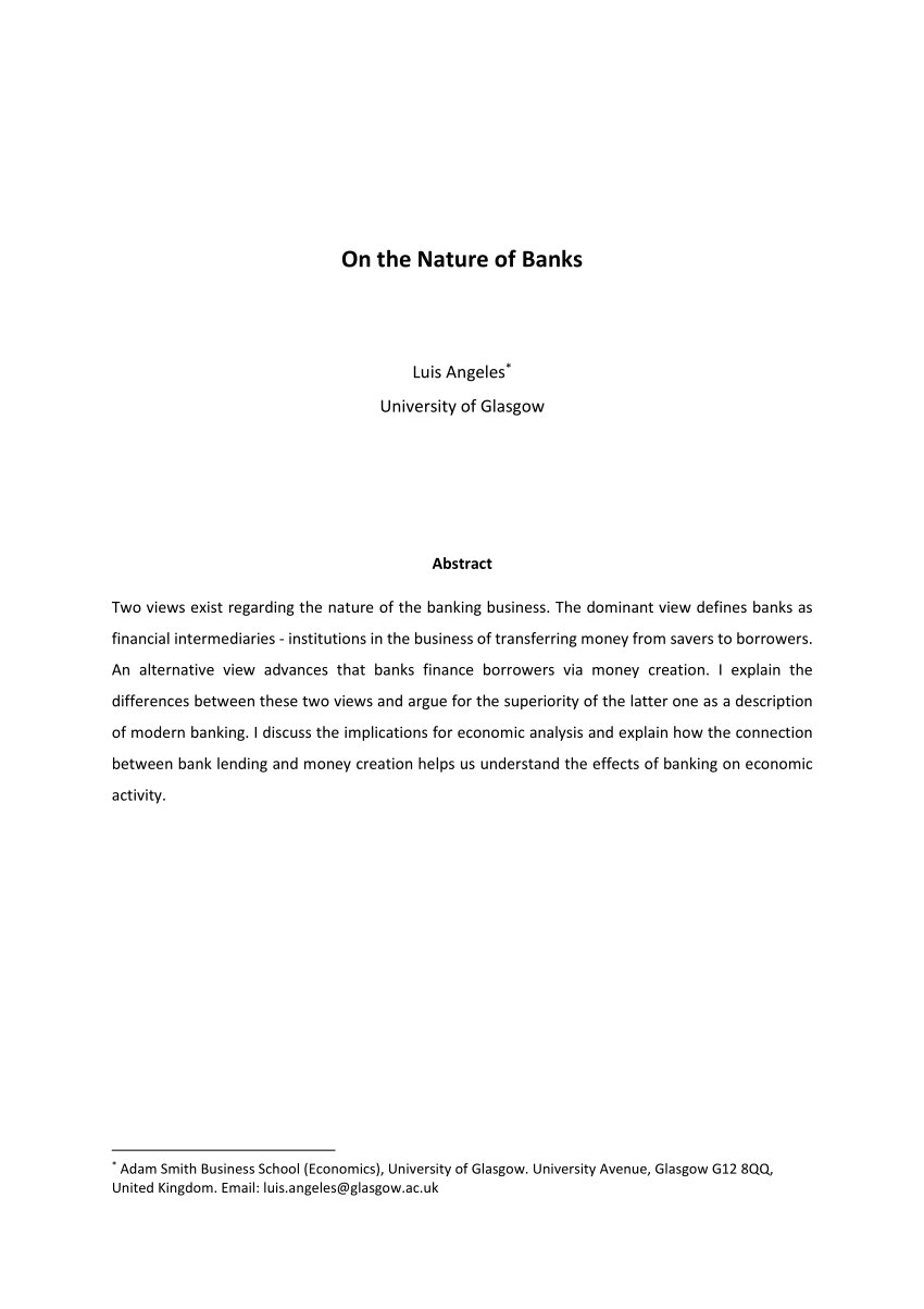 Pdf On The Nature Of Banks