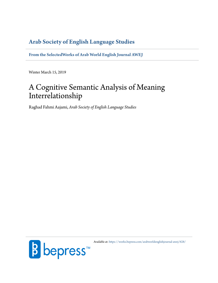 Pdf A Cognitive Semantic Analysis Of Meaning Interrelationship