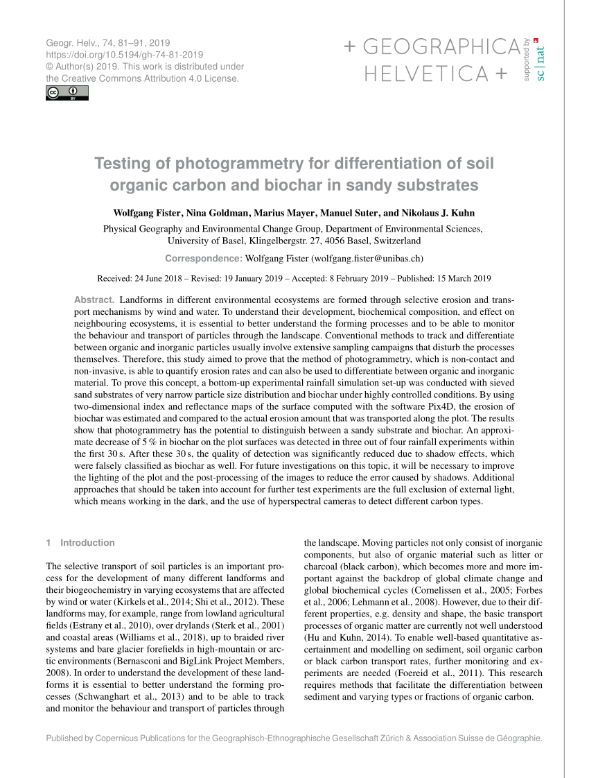 domæne Latterlig Vilje PDF) Testing of photogrammetry for differentiation of soil organic carbon  and biochar in sandy substrates