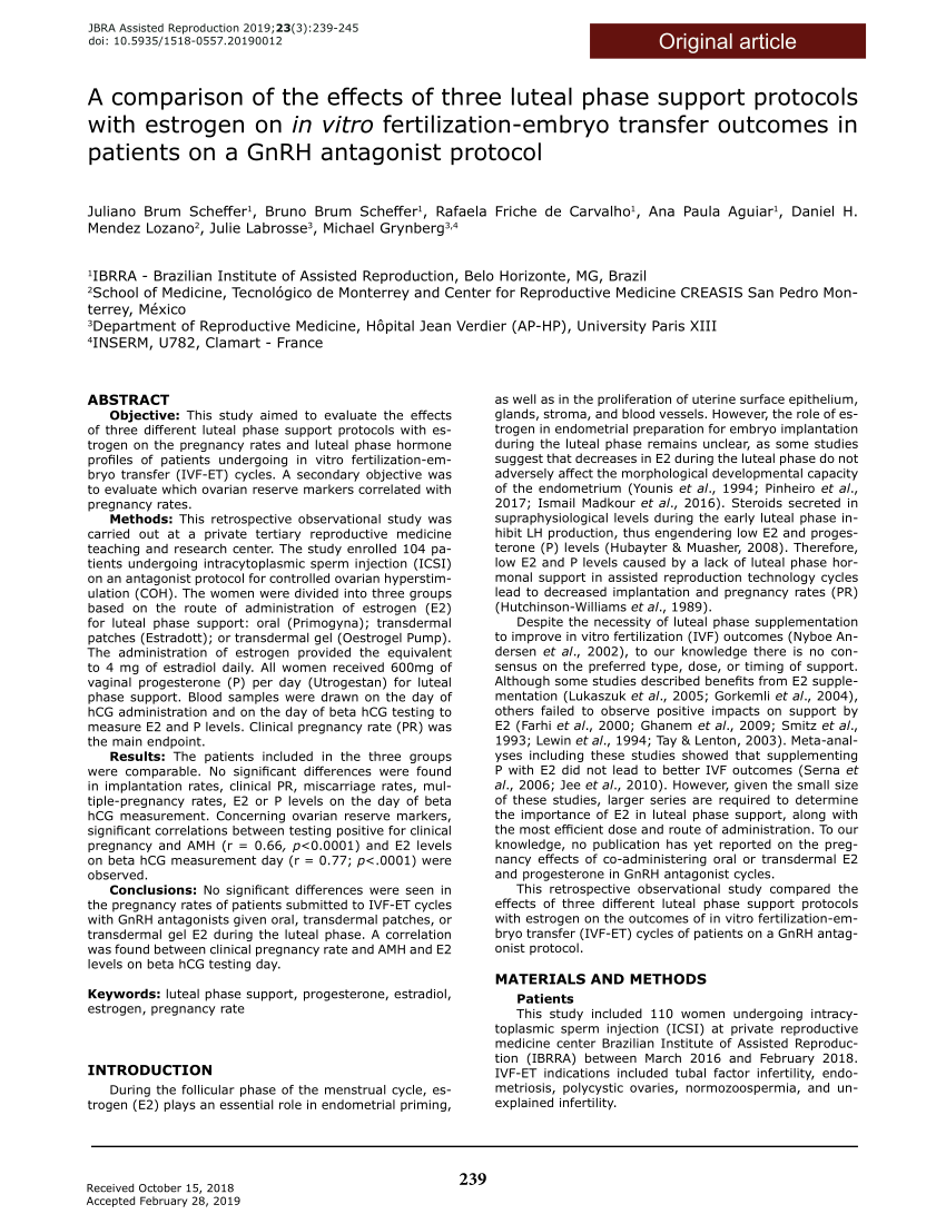 PDF) A comparison of the effects of three luteal phase support