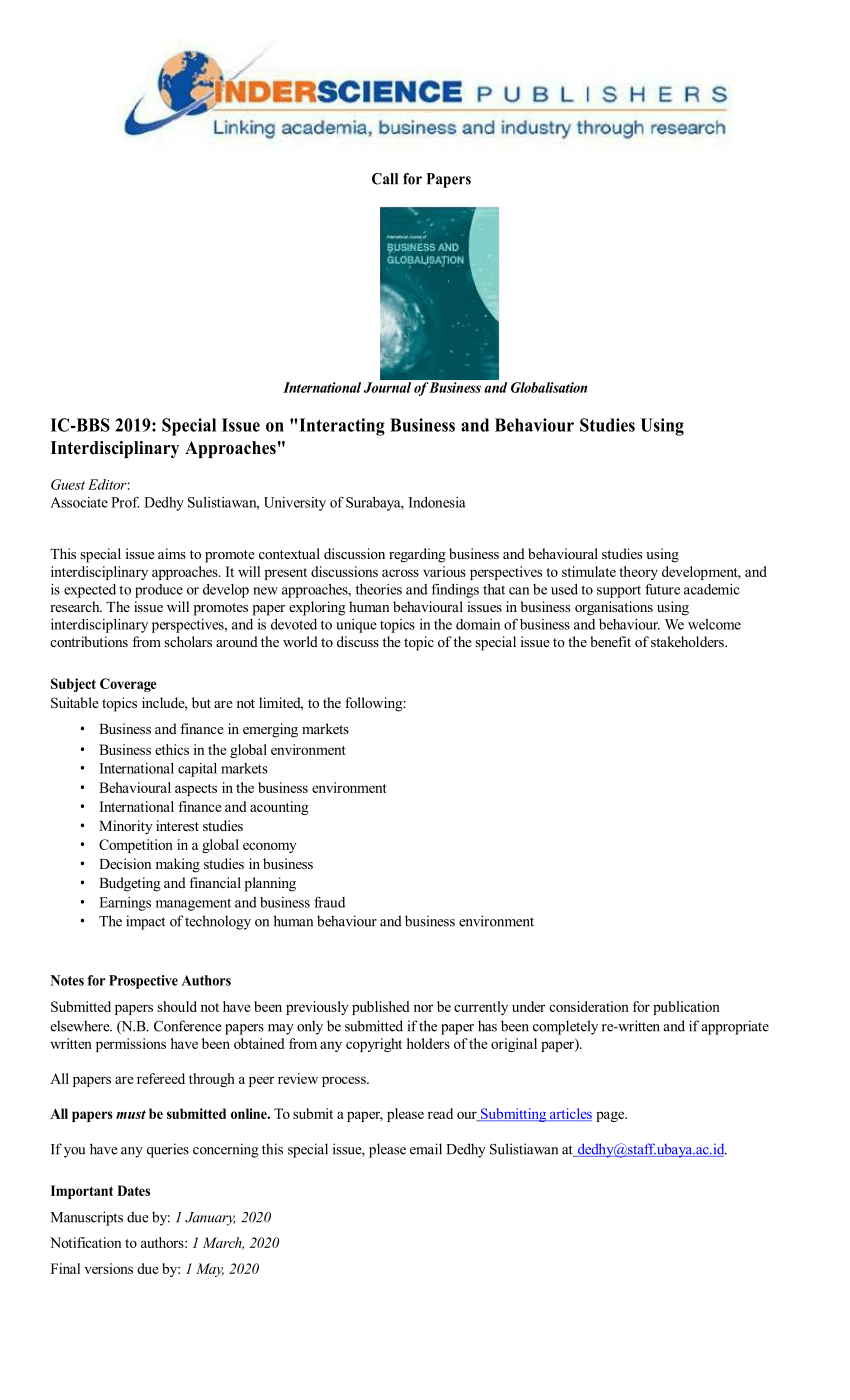 journal of business research special issue call for papers