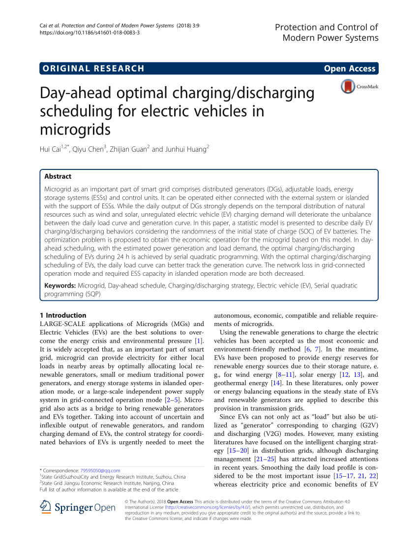 (PDF) Dayahead optimal charging/discharging scheduling for electric