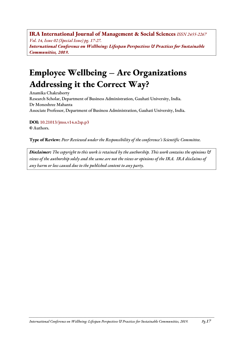 employee well being research paper