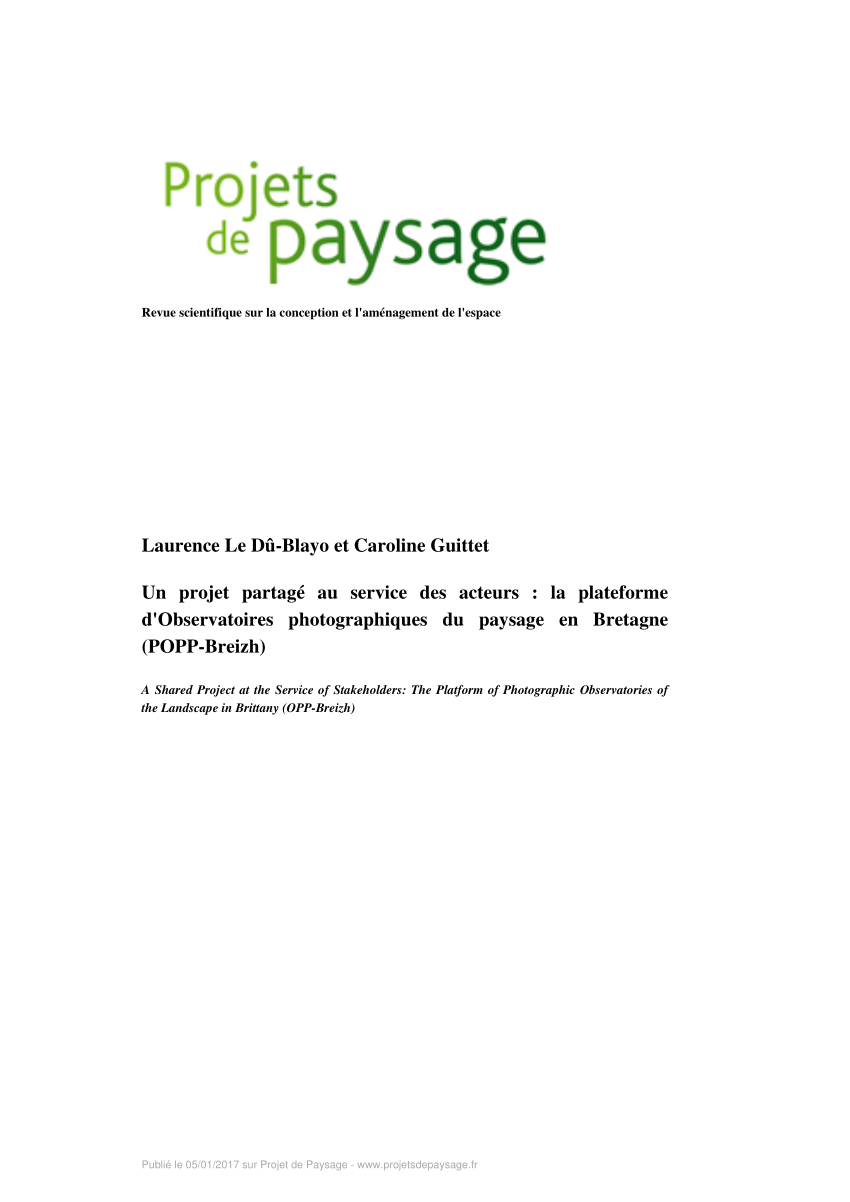 Pdf Revue Scientifique Sur La Conception Et L Amenagement De L Espace Introduction Les Observatoires Photographiques Du Paysage Revelateurs Des Dynamiques Paysageres Et De Leur Perception