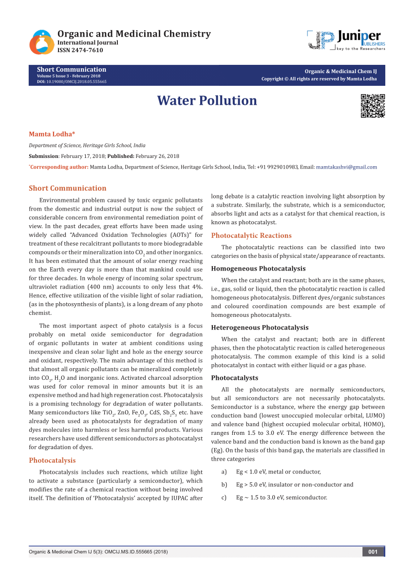 water pollution project work methodology pdf