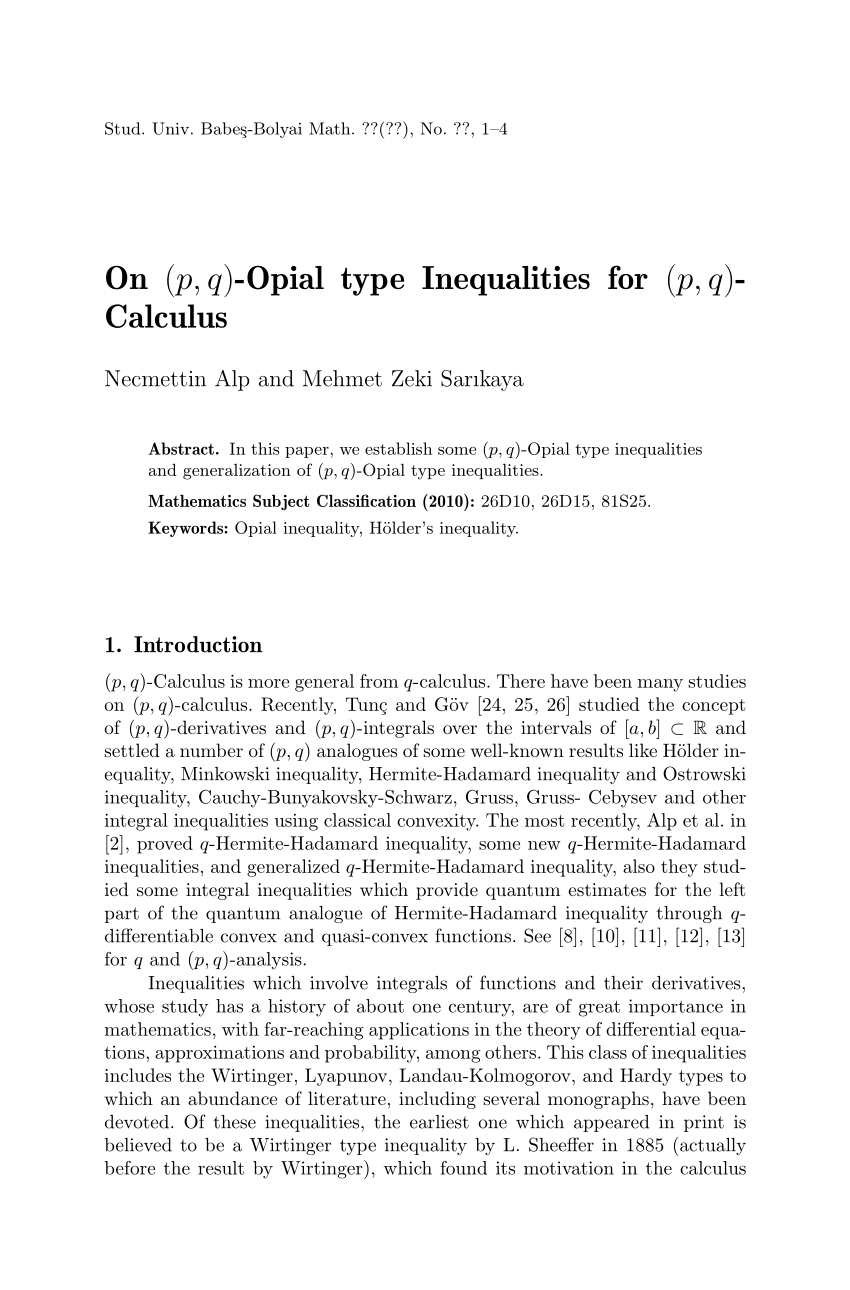 Pdf On P Q Opial Type Inequalities For P Q Calculus