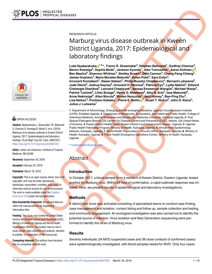 research paper on marburg virus