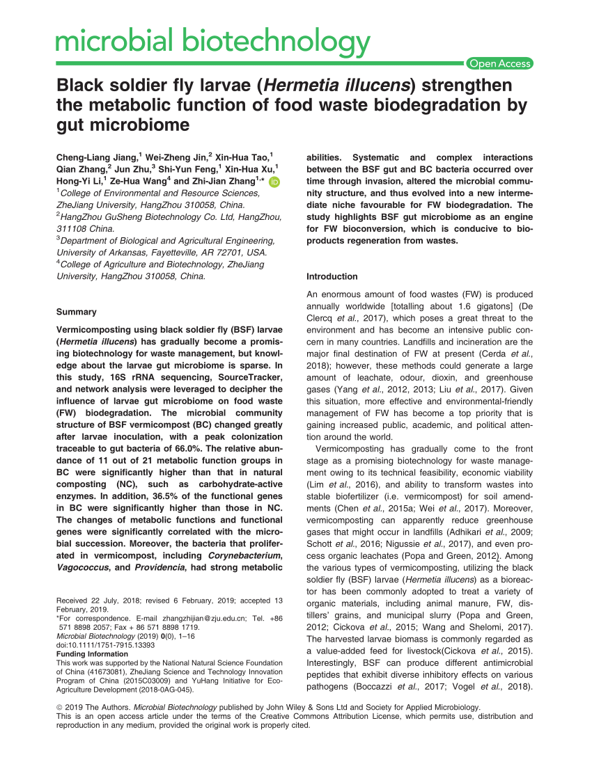 PDF) Black soldier fly larvae (Hermetia illucens) strengthen the metabolic function of food waste biodegradation by gut microbiome image