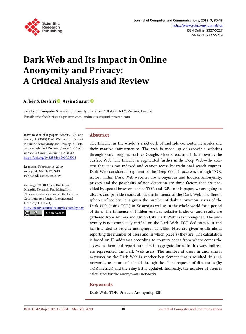 short essay on dark web
