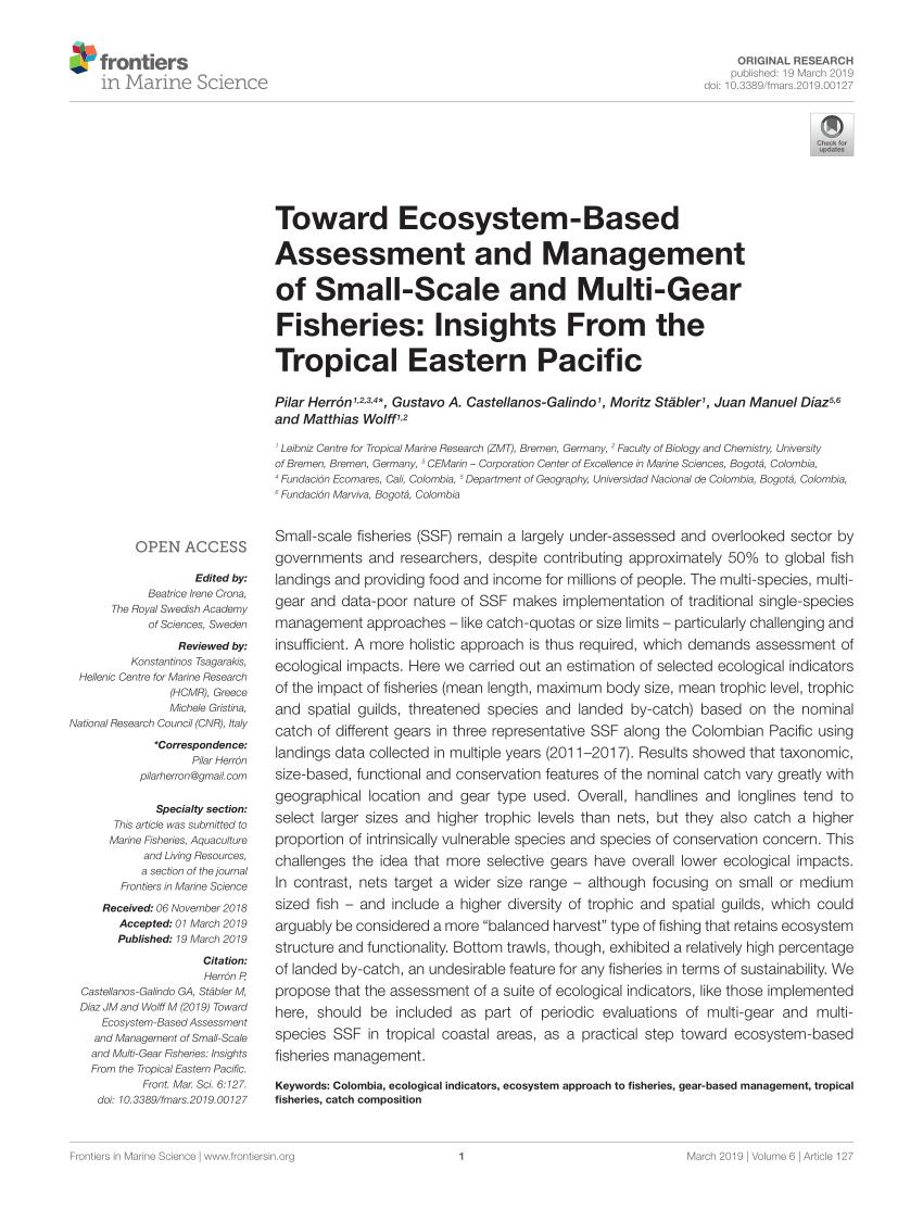PDF) Toward Ecosystem-Based Assessment and Management of Small