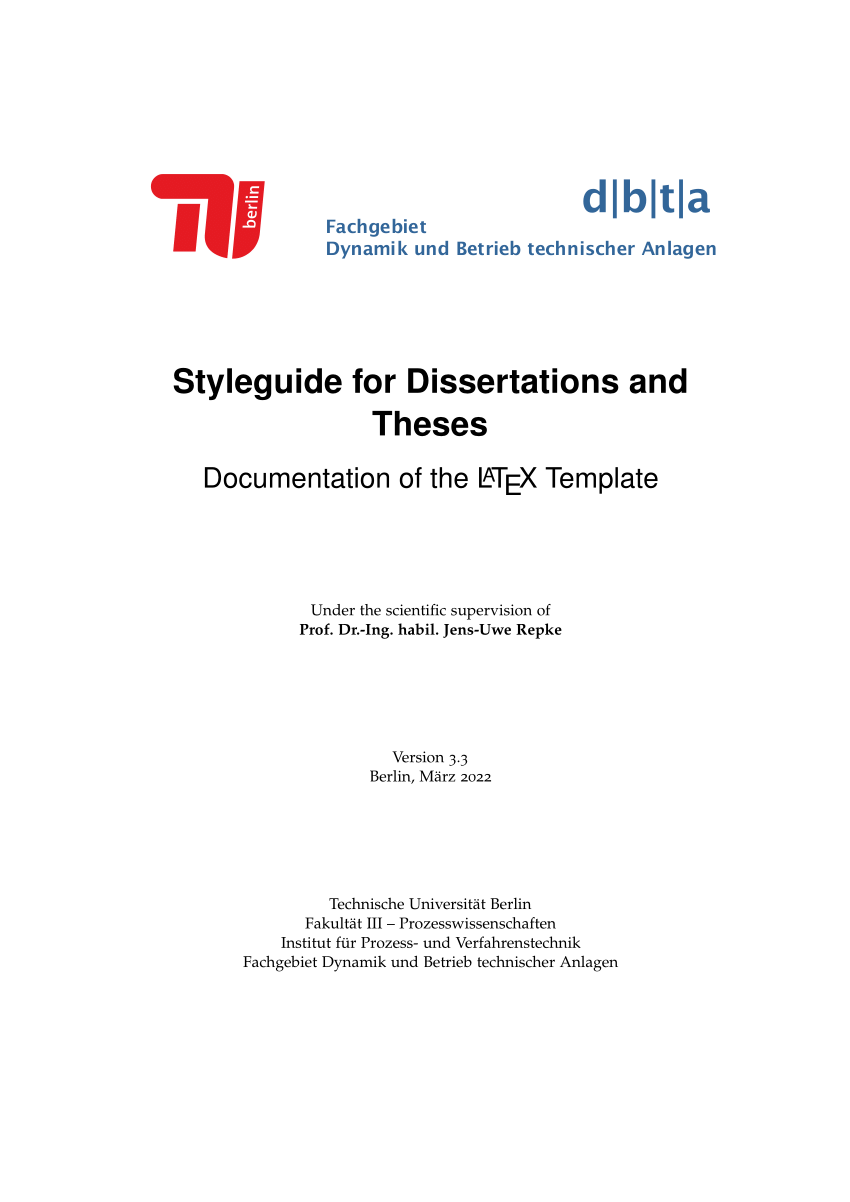style guide for theses dissertations and research reports