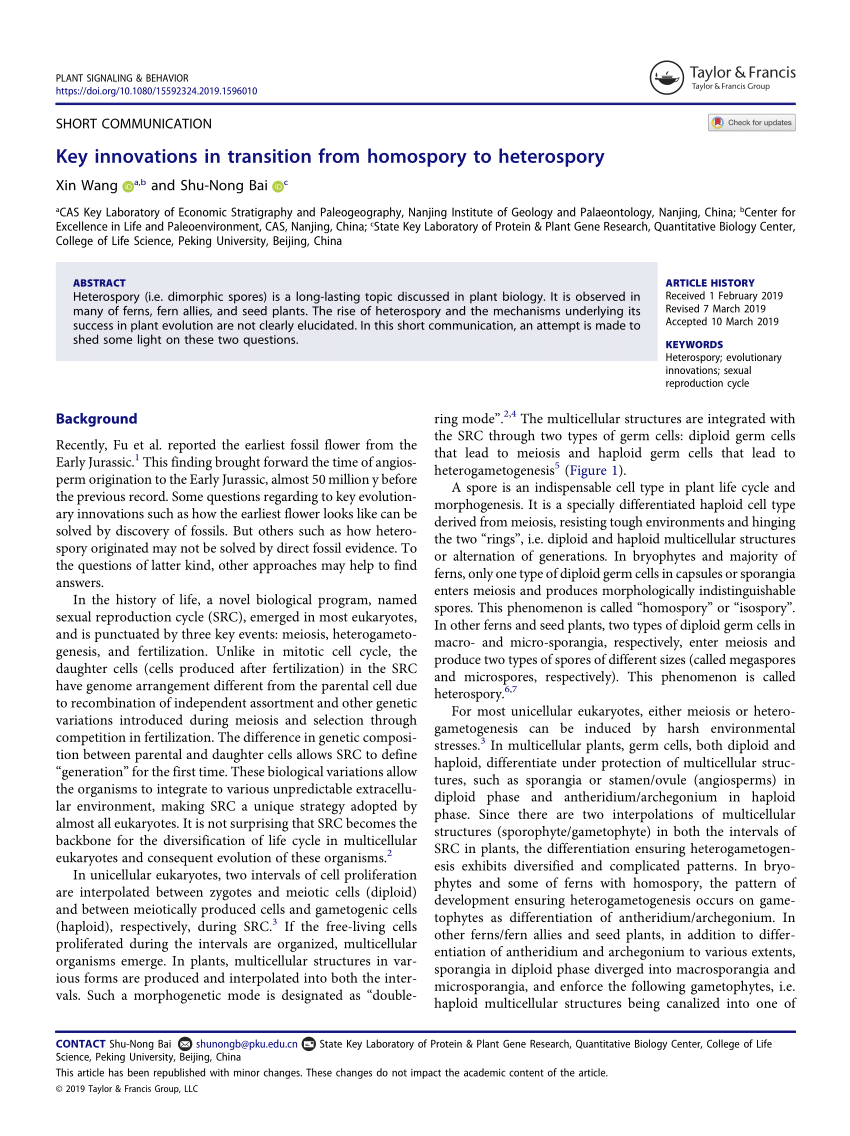 heterospory and seed habit in pteridophytes pdf
