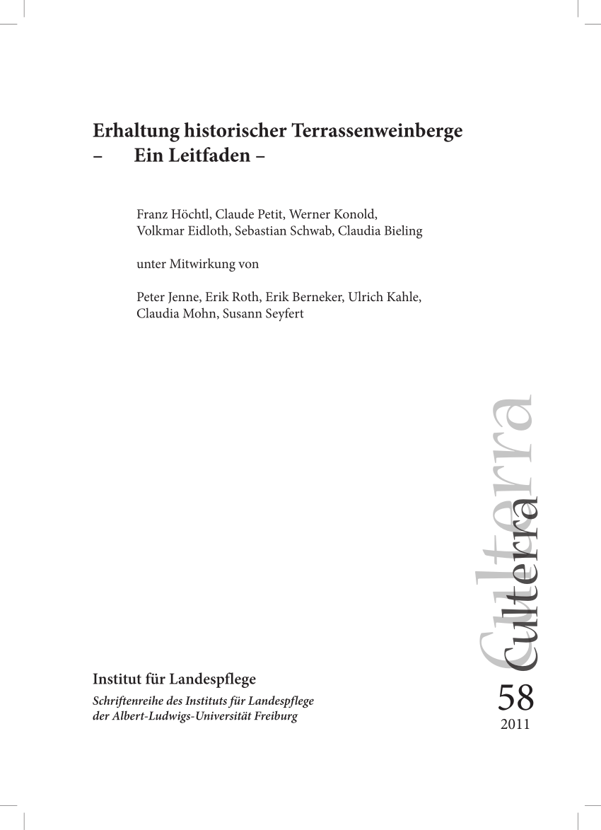 PDF) Erhaltung historischer Terrassenweinberge - Ein Leitfaden