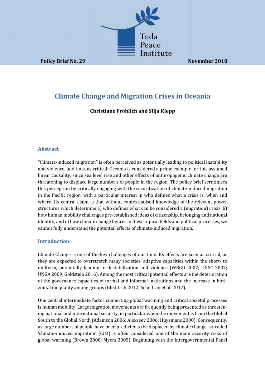Pdf Climate Change And Migration Crises In Oceania