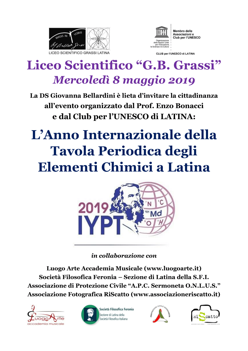 Pdf The International Year Of The Periodic Table Celebrated In Latina Italy
