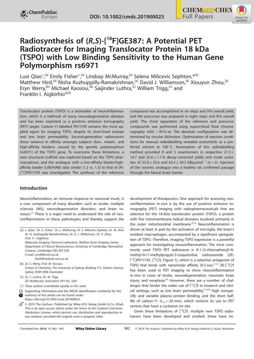 PDF) Radiosynthesis of (R,S)-[ 18 F]GE387: A Potential PET ...