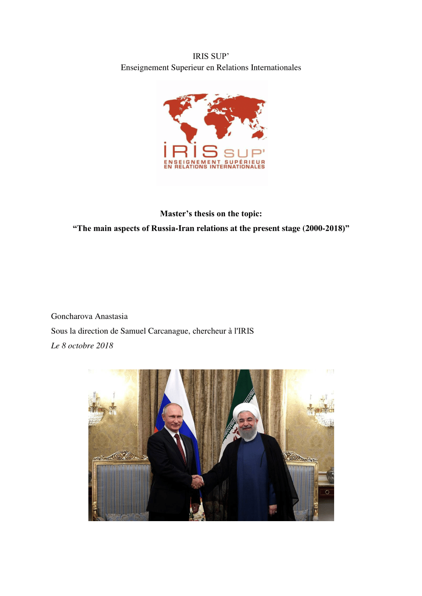 Pdf The Main Aspects Of Russia Iran Relations At The Present Stage 00 18