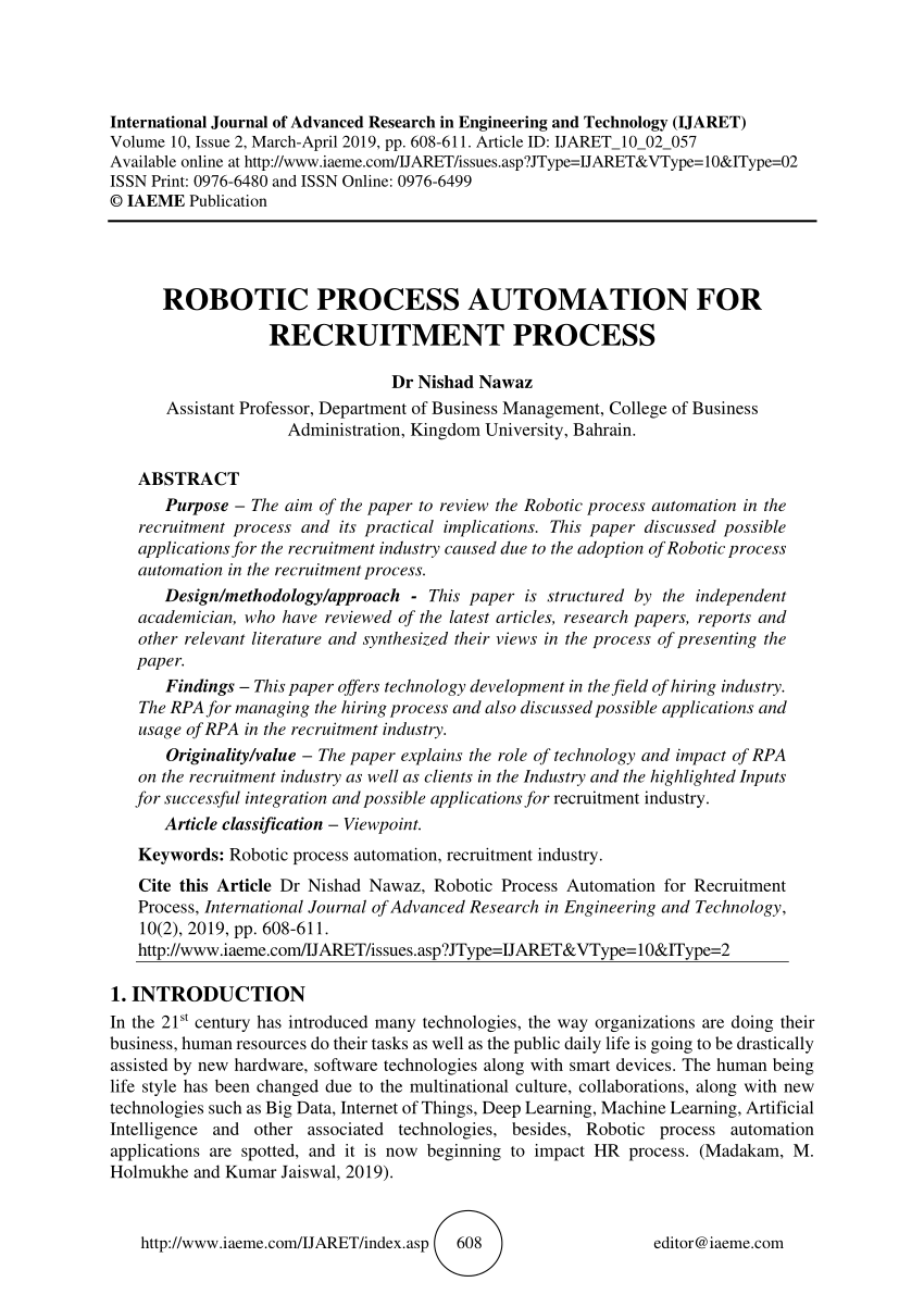 PDF) Robotic for recruitment process