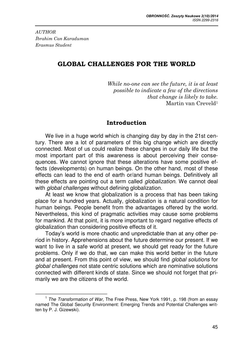 global challenge essay