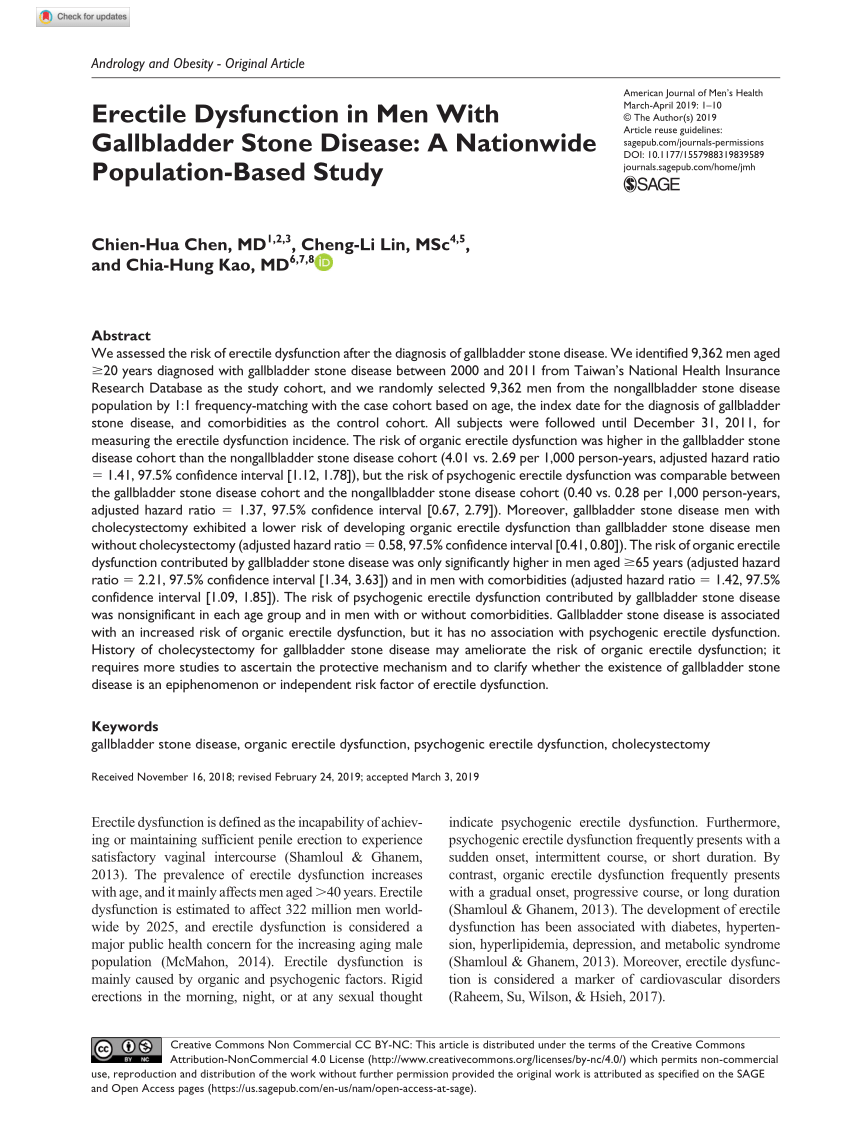 PDF Erectile Dysfunction in Men With Gallbladder Stone Disease A