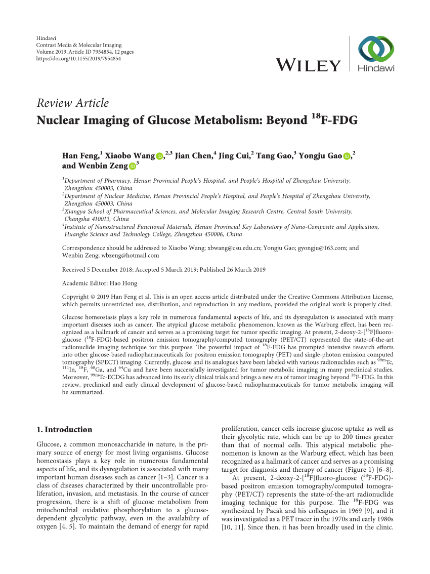 Pdf Nuclear Imaging Of Glucose Metabolism Beyond 18 F Fdg - 