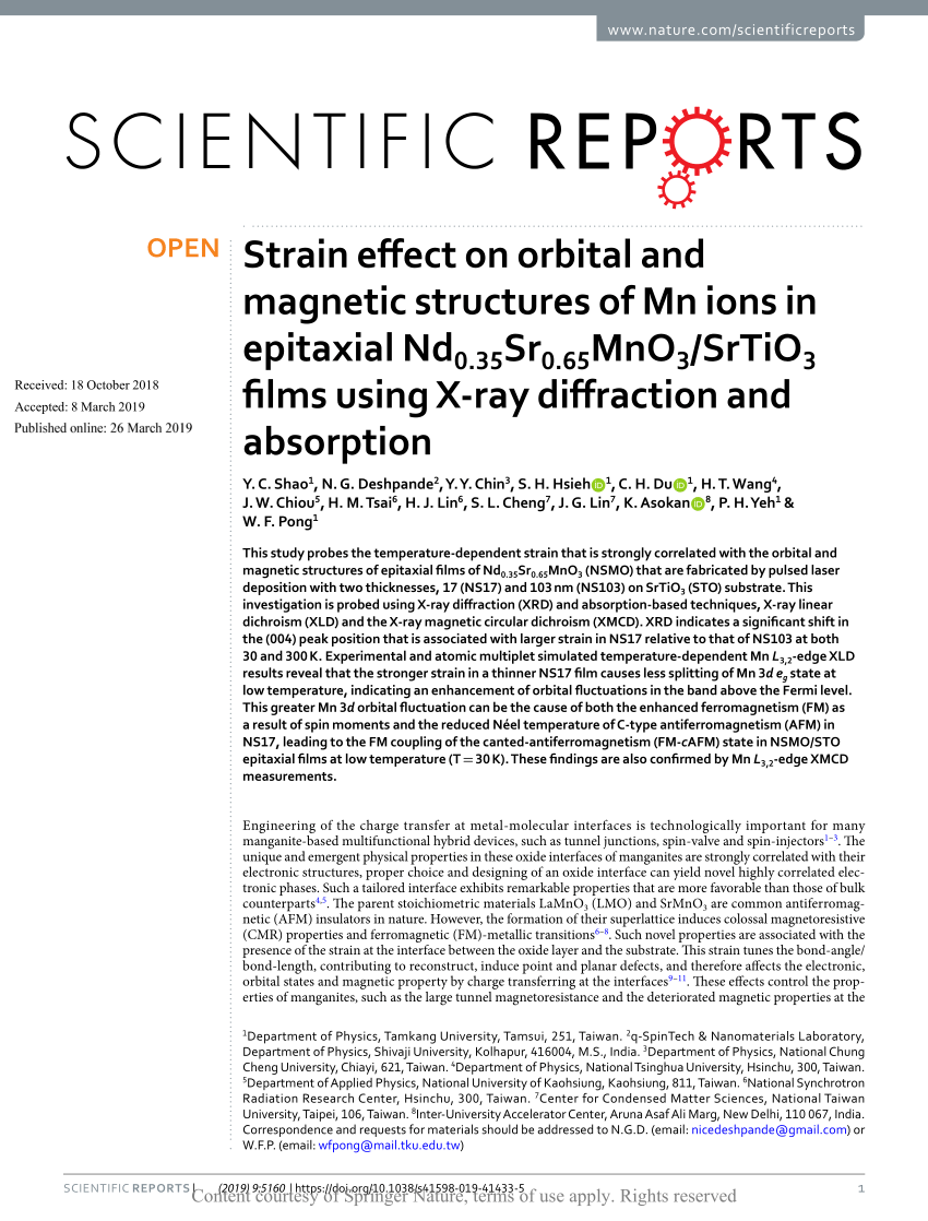 PDF) Strain effect on orbital and magnetic structures of Mn ions ...