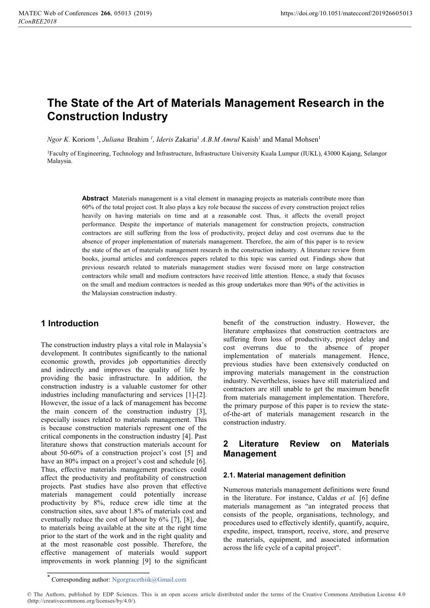 research paper on material management pdf