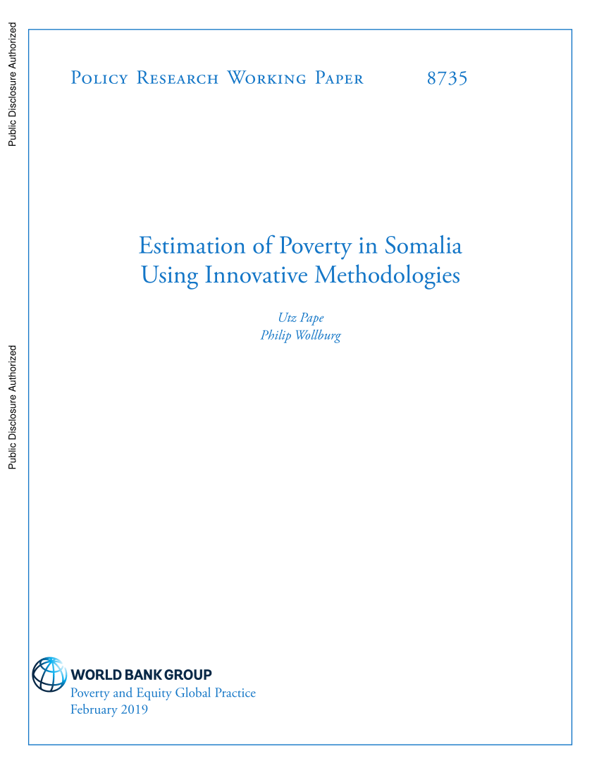 (PDF) Estimation of Poverty in Somalia Using Innovative Methodologies