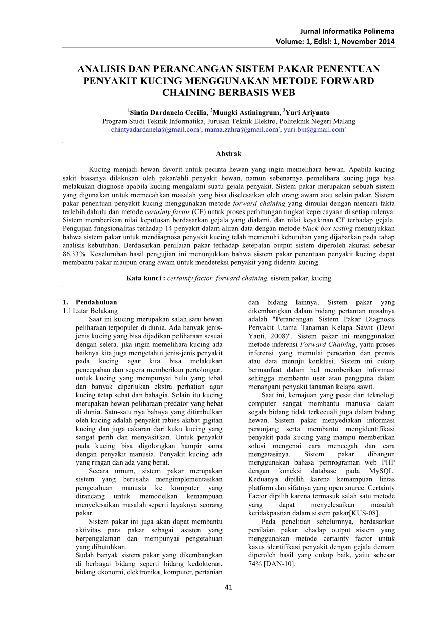 PDF) ANALISIS DAN PERANCANGAN SISTEM PAKAR PENENTUAN PENYAKIT 