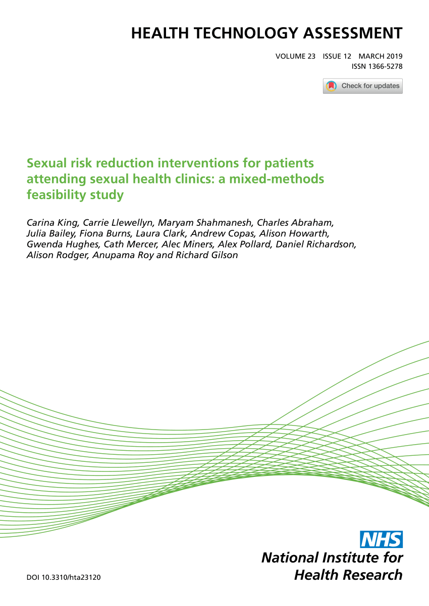 Pdf Sexual Risk Reduction Interventions For Patients Attending Sexual 