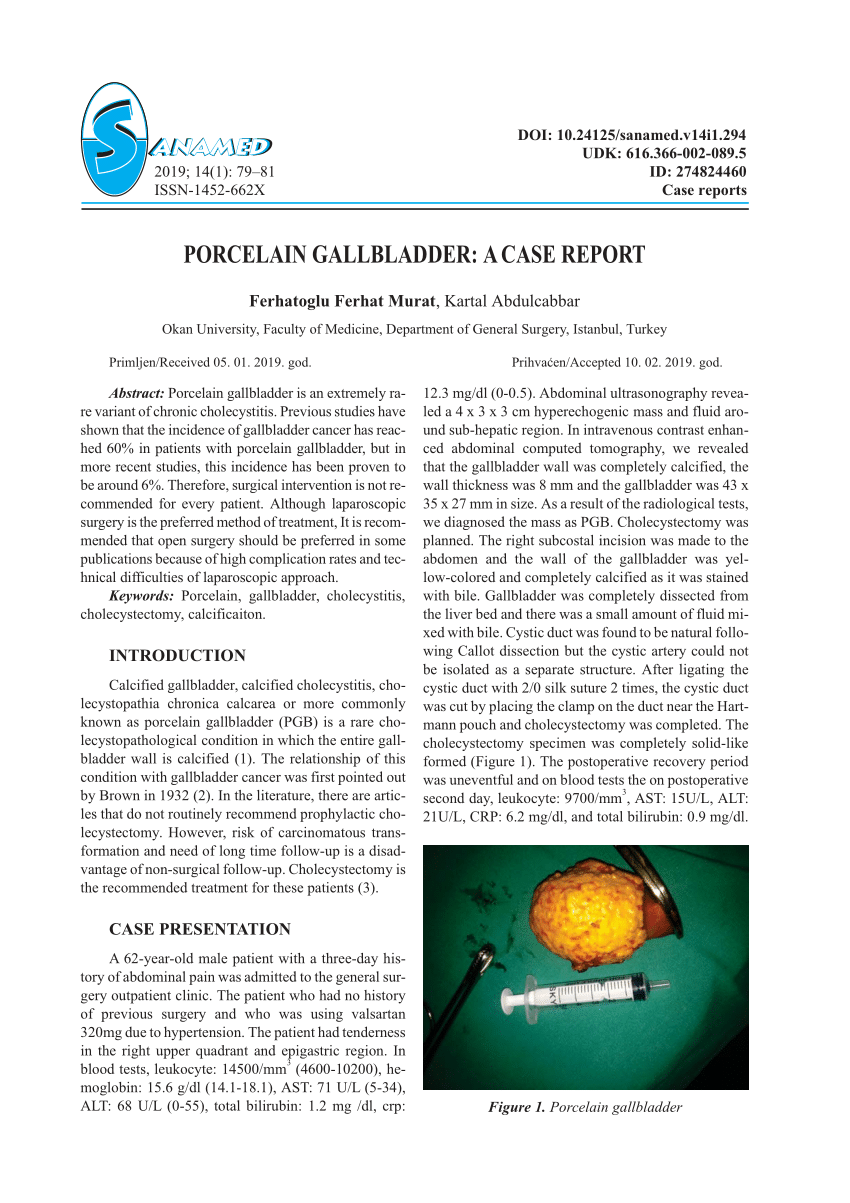 Pdf Porcelain Gallbladder A Case Report