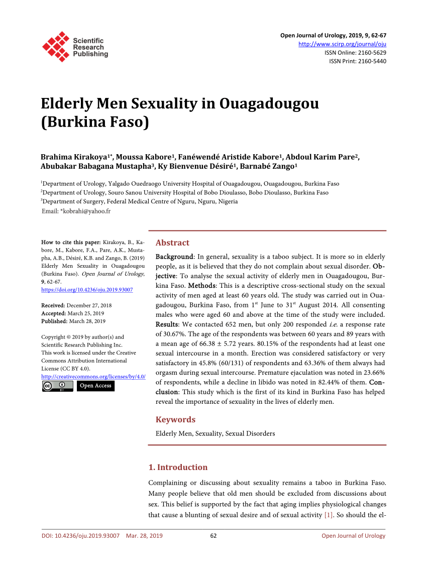 PDF) Elderly Men Sexuality in Ouagadougou (Burkina Faso)