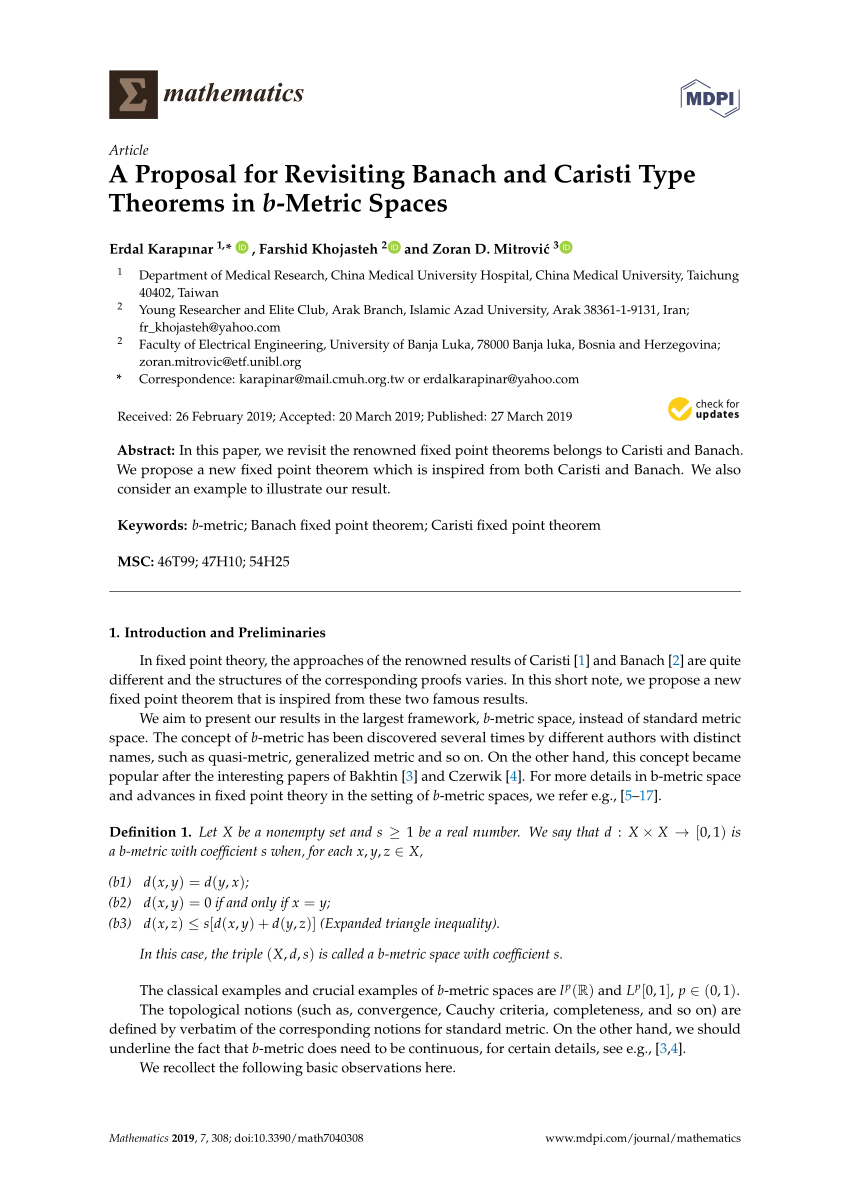 Pdf A Proposal For Revisiting Banach And Caristi Type Theorems In B Metric Spaces