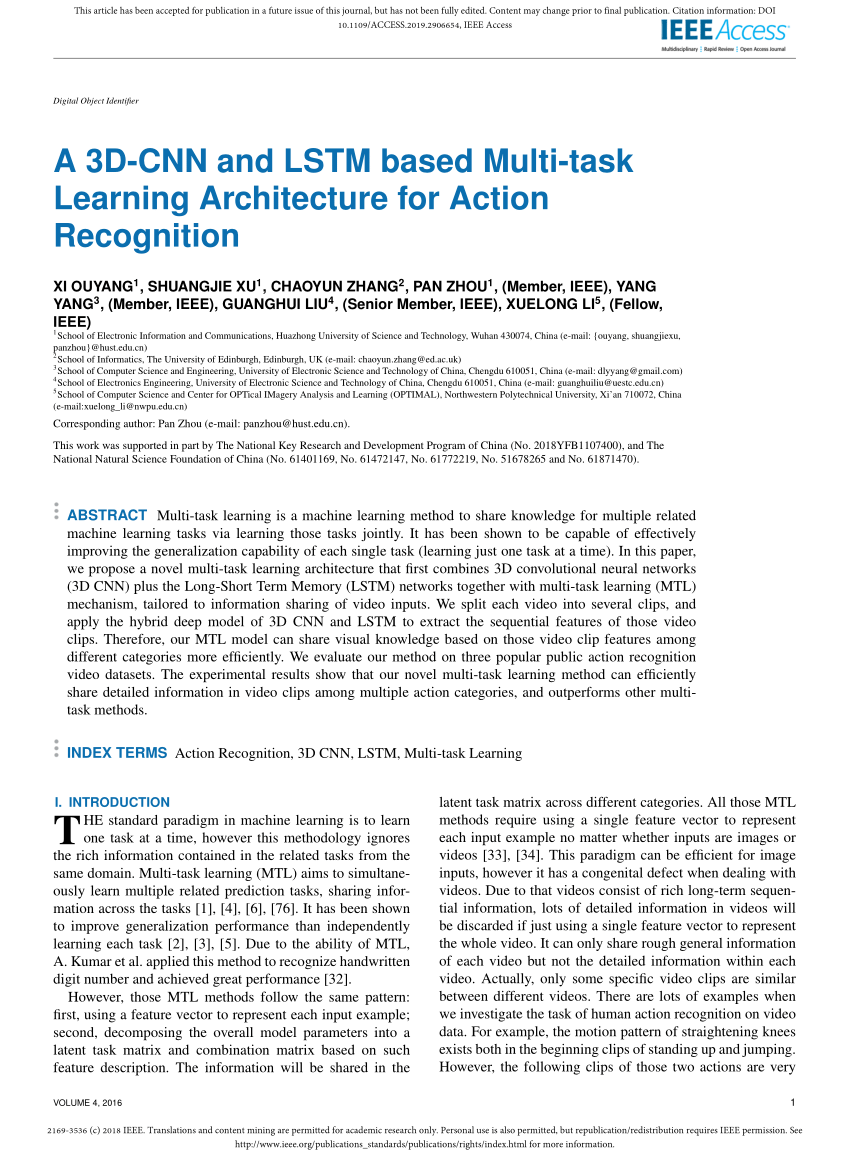 PDF) A 3D-CNN and LSTM based Multi-task Learning Architecture for ...