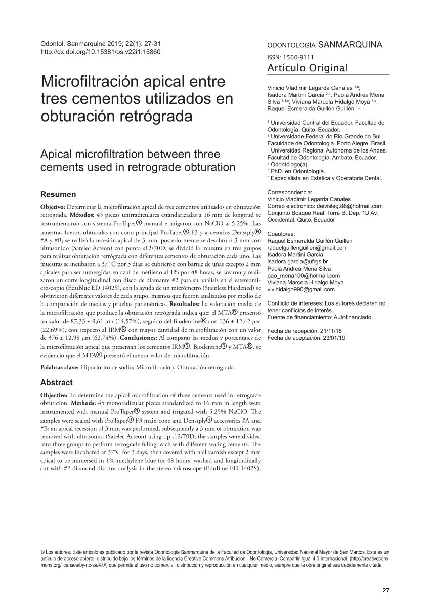 Resumen de Como se usa el Cemento en la Operatoria Dental o