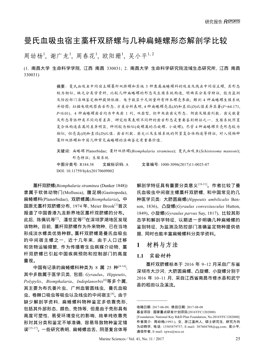 Pdf Comparison Of Morphological And Anatomical Characteristics Of Biomphalaria Straminea Of Intermediate Hosts Of Schistosoma Mansoni And Several Species Of Planorbidae