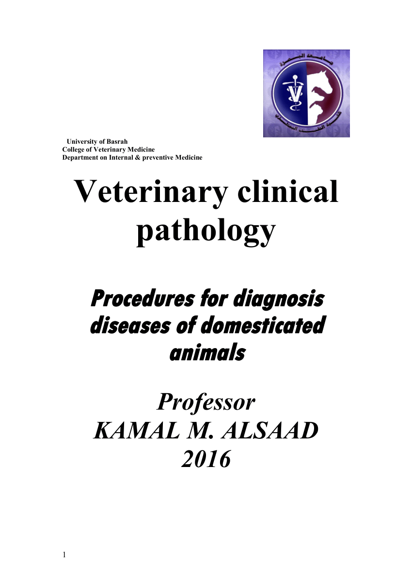 PDF) Veterinary clinical pathology Procedures for diagnosis diseases of  domesticated animals