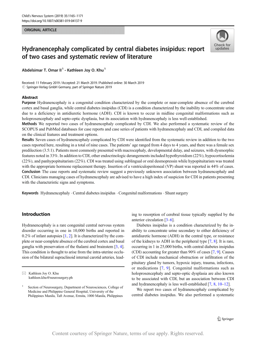 literature review diabetes insipidus