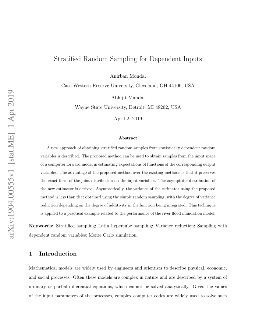 research paper using stratified sampling