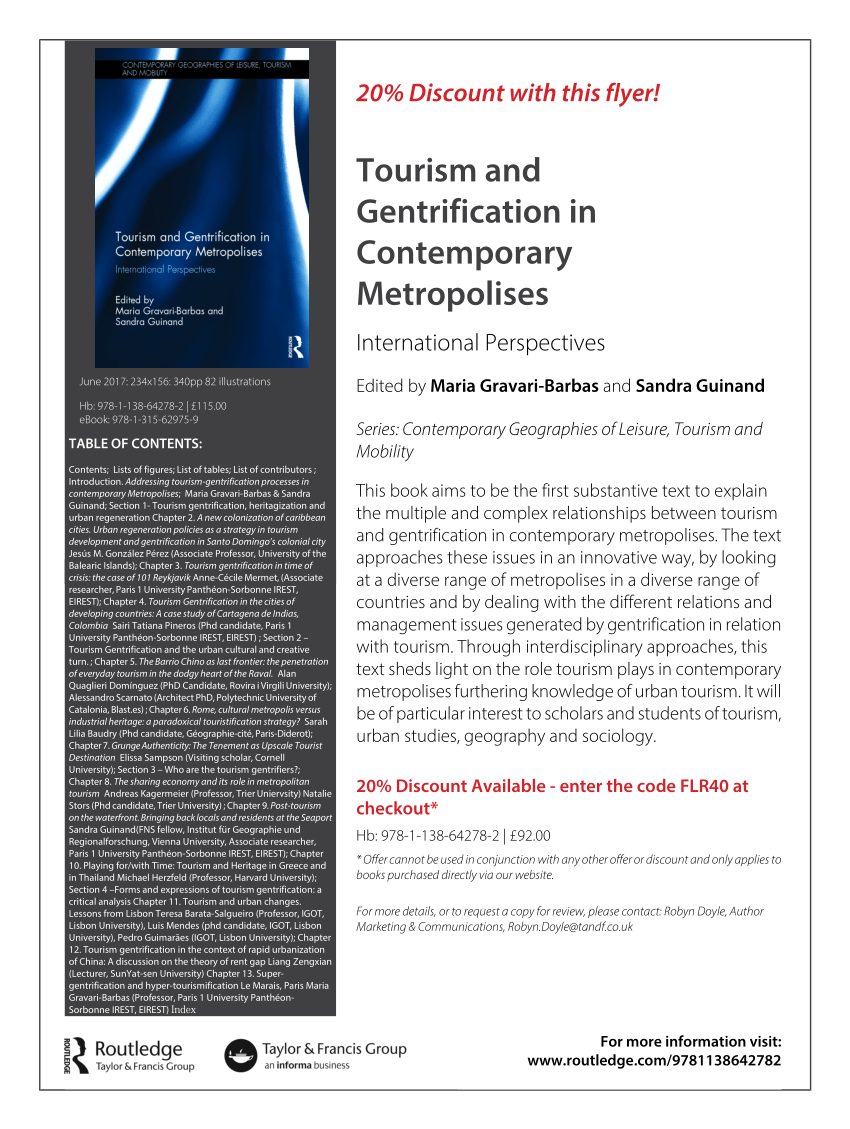 Pdf Tourism And Gentrification In Contemporary Metropolises